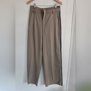 Zara Women's Taupe Pinstripe Wide Leg Pants-Size M